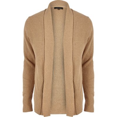 Light brown textured knitted cardigan